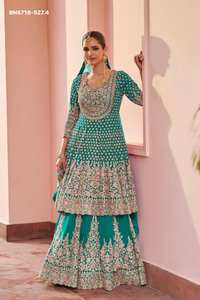 Conjunto de Falda, Top y Dupatta de Georgette de Primera Calidad con Bordado y Trabajo a Mano, de Aspecto Elegante, Exportador de Moda Femenina - Product Image 6