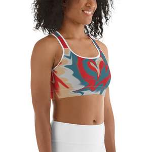 Sujetador deportivo tipo racerback para mujer con estampado abstracto, soporte medio, ropa deportiva para yoga, transpirable, de spandex y poliéster, diseño sin costuras - Product Image 3