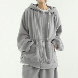 Ensemble sweat à capuche zippé brodé en polaire personnalisé surdimensionné confortable joggers costumes vêtements de rue coton laine sweats à capuche survêtement survêtement - Product Image 4