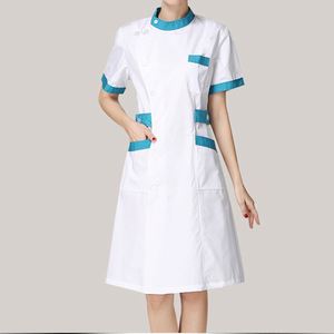 Robe d'uniforme infirmière professionnelle en coton tissé pour femmes, tenue médicale et de soins de santé, uniforme d'infirmière en tissu de coton - Product Image 1