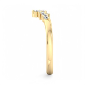Anillo de Diamantes Cultivados en Laboratorio con Forma de V, Banda Curva con Diamantes Redondos, Oro de 14K/18K, Anillo Apilable para Boda, Anillo Minimalista - Product Image 4