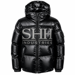 Custom Shiny Puffer <b>Jacket</b> <b>Men</b> Hooded Winter Bubble Coat Embroidered Logo Streetwear Windproof <b>Warm</b> Padded <b>Jacket</b> OEM Wholesale - Product Image 1