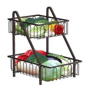 Panier à fruits à 2 niveaux de haute qualité, articles de cuisine en fer de qualité supérieure, paniers de rangement décoratifs en fil métallique à bas prix - Product Image 6