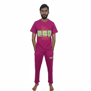 ชุดเสื้อยืดและกางเกงขายาวผู้ชายสำหรับฤดูร้อน เนื้อผ้าดีที่สุด MOQ ต่ำ ดีไซน์ใหม่ แขนครึ่งตัว แฟชั่นทันสมัย - Product Image 1