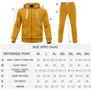 Survêtement à capuche jaune moutarde pour homme, fermeture éclair intégrale, couleur unie, coupe décontractée, avec poches latérales, vêtement d'automne, 100% coton - Product Image 5