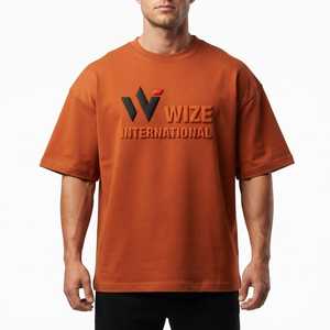 เสื้อยืดคอกลมทรงโอเวอร์ไซส์สำหรับผู้ชาย ผ้าฝ้ายเนื้อหนา พิมพ์ลาย 3 มิติ ด้านหน้าแบบพัฟฟ์ ระบายอากาศได้ดี เป็นมิตรกับสิ่งแวดล้อม คุณภาพสูง แบบเรียบ - Product Image 1