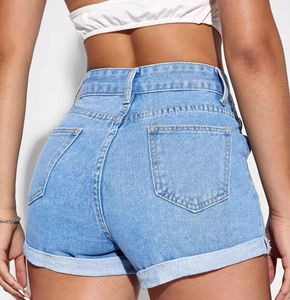 Pantalones Cortos de Mezclilla Casuales de Cintura Media para Mujer, Estilo Vintage, Rectos, para Usar en Verano - Product Image 2