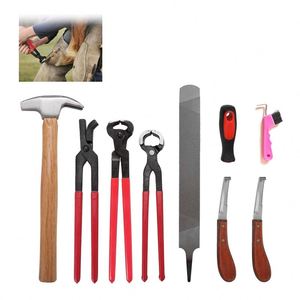 Kit de herramientas para el cuidado de pezuñas de caballo: martillo de herrador, alicates, lima, cuchillo, cepillo para recortar y limpiar herraduras, juego de herramientas para el cuidado de pezuñas - Product Image 5