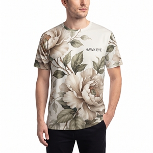 High Quality Men's Floral Print Sublimation <b>Shirt</b> Short Sleeve O Neck Regular Fit <b>Polyester</b> Casual <b>T</b> <b>Shirt</b> Wholesale - Product Image 3