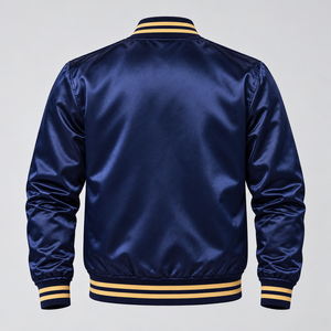 Chaqueta de Satén con Pedrería para Hombre, Chaqueta Bomber Elegante con Cristales Brillantes y Cremallera Dorada, Moda Urbana Moderna y Ligera - Product Image 5