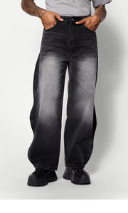 Custom Men's Mid Straight Baggy Jeans High Quality Distressed Wash Lightweight Denim Streetwear Casual All Autumn <b>Winter</b> Summer - Product Image 3