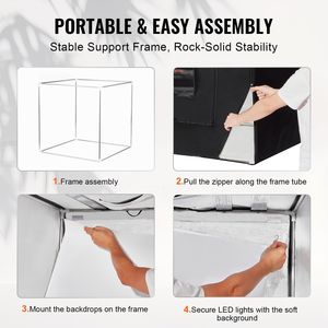 Caja de Luz Profesional para Estudio Fotográfico de 32''x 32'' 5600K con 210 Luces LED, 5 Fondos, Kit de Carpa, Adaptador de Corriente y Cubierta Suave - para Fotografía! - Product Image 6