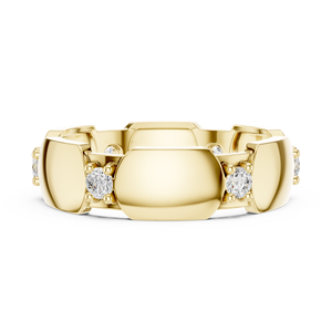 Bague de luxe géométrique à maillons diamantés en or jaune avec accents ronds brillants et design contemporain - Product Image 1