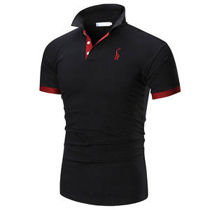 Polo Amarillo de Manga Corta para Hombre con Ribete Negro, Logotipo Bordado, Tejido Casual, 100% Algodón, Transpirable, Corte Regular - Product Image 2