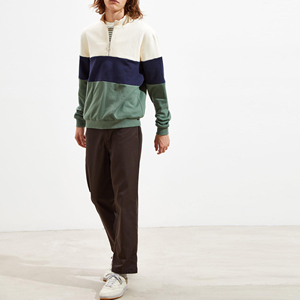 <b>Men's</b> Color Blocking Hooded <b>Pullover</b> Sweatshirt Regular Fit Casual Style Polyester Cotton French Terry Winter Wear Embroidered - Product Image 2