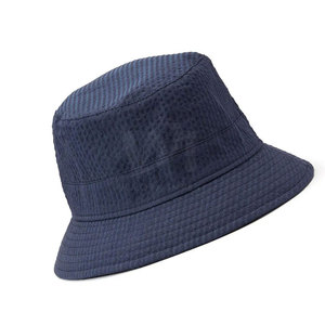 Custom <b>Plain</b> Navy Blue Textured Cotton Bucket Hat Unisex Outdoor Summer Sun Shade Wide Brim Breathable Packable Fisherman <b>Cap</b> - Product Image 3