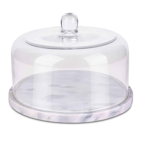 Support à gâteau en marbre, présentoir à cupcakes et desserts avec dôme en acrylique, décoration pour hôtels et restaurants - Product Image 1