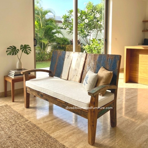 Handcrafted Rustic Wooden Two <b>Seat</b> Natural <b>Corner</b> Sofa Reclaimed Boat Wood Eco-Friendly Indoor Outdoor Apartment Hotel Villa - Product Image 4