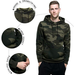 Sweat à capuche camouflage pour homme en mélange coton-polyester, style sweat-shirt avec cordon de serrage, poches latérales, haut décontracté - Product Image 3