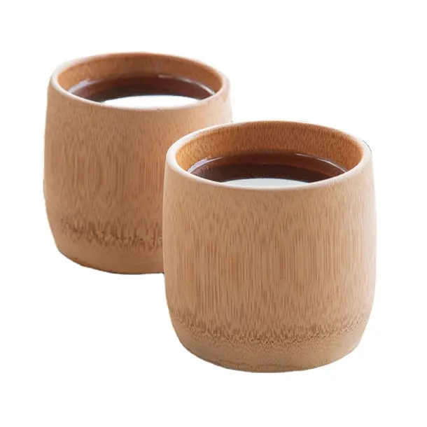 Taza de bambú Natural con logotipo personalizado, taza de café de bambú Biodegradable de 6,0 cm de altura