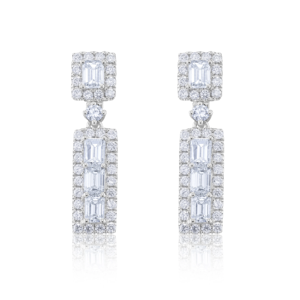 2.20 CT Diamond Bar Drop Earrings 18K Gold Plated Luxury Modern Geometric Engagement - Product Image 1