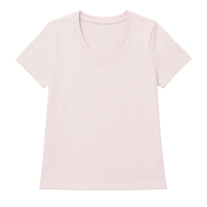 T-shirt décontracté pour femme, bleu crépusculaire, manches courtes, col en V, polyester/coton, toile écologique, prix de gros, qualité supérieure, doux et respirant - Product Image 4
