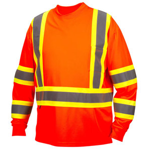 High Viz Workwear Reflective Safety Long Sleeves T-Shirts Worker Construction Safety Orange Workshop T-Shirts - Product Image 5