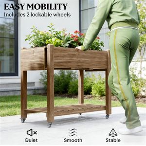 <b>Wooden</b> Elevated Garden <b>Bed</b> and Flowerpot <b>Box</b> Carbonized Planting Tray - Product Image 4