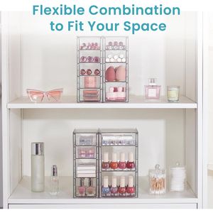 4 Set Clear Acrylic Desk Organizer with 16 <b>Drawers</b> Desktop & <b>Drawer</b> Organizers <b>for</b> Pen <b>Storage</b> Office Supplies Organization - Product Image 5