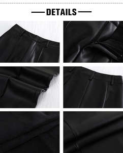 Pantalones Largos de Cuero Genuino para Mujer, Modelo 2026, de Pierna Ancha, Color Marrón, con Muestra Gratis - Product Image 5