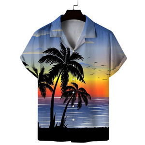 Chemise décontractée à manches courtes pour homme, col boutonné, motif floral, style hawaïen, respirante, 140g, tricot polyester/coton - Product Image 6