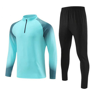 Ensemble de survêtement de football pour hommes, col montant zippé, tenue de jogging athlétique, vente en gros, logo personnalisé, vêtements de sport OEM - Product Image 1