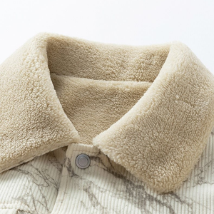 Veste en velours côtelé pour homme avec doublure en polaire, col rabattu, coupe classique, simple boutonnage, poche avant - Product Image 5