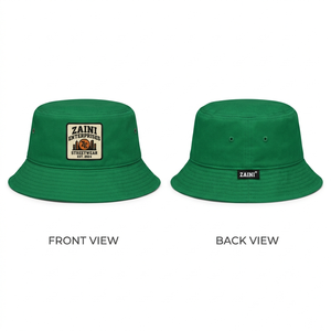 Chapeau Bob Homme en Sergé de Coton Premium 260 GSM Vert Multi-Panneaux avec Logo Tissé Personnalisé, Étiquette Tissée et Œillets Brodés - Product Image 1