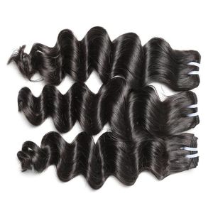 ผมต่อแบบ Remy Indian Human Hair Weave ความหนาแน่น 100% แบบยาว  พร้อมเชือกผูกแบบฝรั่งเศส สีดำธรรมชาติ  ลอน Body Wave น้ำหนัก 300 กรัม 3 มัด - Product Image 2