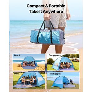 Tenda da Spiaggia Portatile Lightwei per 8 Persone, Protezione Solare UPF 50+, con Borsa per il Trasporto, Tasche per la Sabbia e Tettoia Parasole - Product Image 6