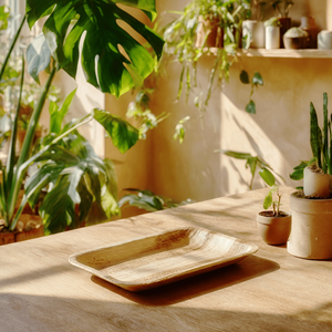 Assiettes rectangulaires écologiques en feuilles de palmier biodégradables pour sushis et service, idéales pour mariages, fêtes et plats à emporter - Product Image 3