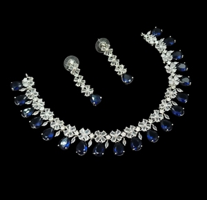 Silver Plated Brass Bridal <b>Set</b> Choker Necklace Drop Earrings Tikka Ethnic High Quality Wedding Engagement Anniversary Latest - Product Image 5