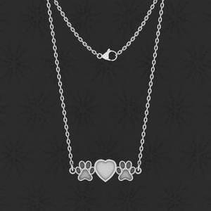 Colgante de Plata 925 con Forma de Corazón y Huella de Perro, con Bisel en Blanco para Relleno de Resina DIY con Leche Materna, para Collar de Recuerdo y Joyería Conmemorativa - Product Image 1