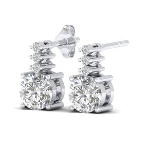REYES - Pendientes de Diamantes Cultivados en Laboratorio CVD HPHT de Corte Redondo de 0.74 Quilates, Precio de Fábrica, Plata de Ley 925, Joyería de Boda - Product Image 3