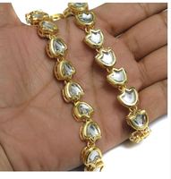 Perle connectrice ovale en laiton plaqué or 18 carats avec cristal Meena Kaari doré, 11x12mm, pour la fabrication de bijoux et composants de colliers, vente en gros