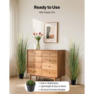 Confezione da 2 Piante Artificiali in PVC Premium da 150 cm, Erba Sintetica con Fiori di Giunco Finto in Vaso, per Interni ed Esterni, Finto Vegeto Decorativo - Product Image 6