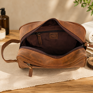 Trousse de Toilette Classique Vintage en Cuir PU pour Hommes – Luxe et Rangement de Voyage, Capacité Moyenne, Résistante à l'Eau - Product Image 3