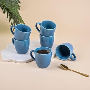 Chic Blue Glossy Ceramic <b>Tea</b> <b>Cup</b> <b>Set</b> of 4 - Product Image 1