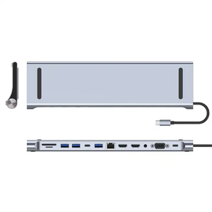 Station d'accueil Hub 12 ports TYPE C en alliage d'aluminium avec adaptateur d'extension HDMI VGA PD lecteur de cartes SD TF pour ordinateur portable - Product Image 2
