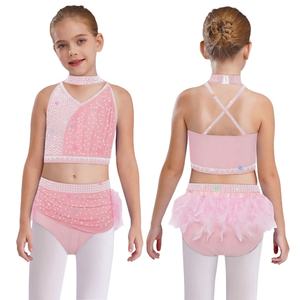 Traje <span class=keywords><strong>de</strong></span> actuación <span class=keywords><strong>de</strong></span> <span class=keywords><strong>baile</strong></span> para niñas <span class=keywords><strong>de</strong></span> 6 a 16 años, Top corto con calzoncillos <span class=keywords><strong>de</strong></span> plumas, conjuntos <span class=keywords><strong>de</strong></span> falda, espectáculos <span class=keywords><strong>de</strong></span> escenario, <span class=keywords><strong>salsa</strong></span> lírica, <span class=keywords><strong>baile</strong></span> latino - Product Image 2