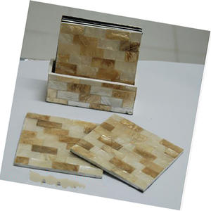 Sous-verre décoratif en forme de coquille Capis, verrerie et dessous-de-plat, motif mosaïque multicolore, taille 100mmx100mm - Product Image 3