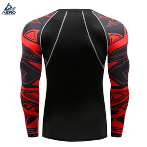Conjunto de compresión de 2 piezas para hombre, camiseta de cuello redondo y pantalones largos, ropa deportiva de compresión de manga larga, conjunto de gimnasio que absorbe la humedad, OEM ODM - Product Image 6