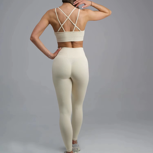 Women Fitness Yoga Set Gym Wear Breathable Stretchy Leggings Sports Bra Workout Activewear Wholesale Supplier - Product Image 2