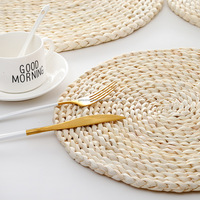 Sous-verres et sets de table en rotin tressé à la main, couleur blanchie personnalisée, haute qualité, écologiques, D20, style campagnard, serviettes en carton